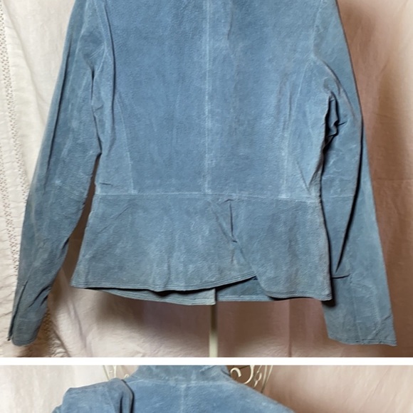 NWT Suede Jacket sz6 Light Blue Perfect Leather - Picture 2 of 3